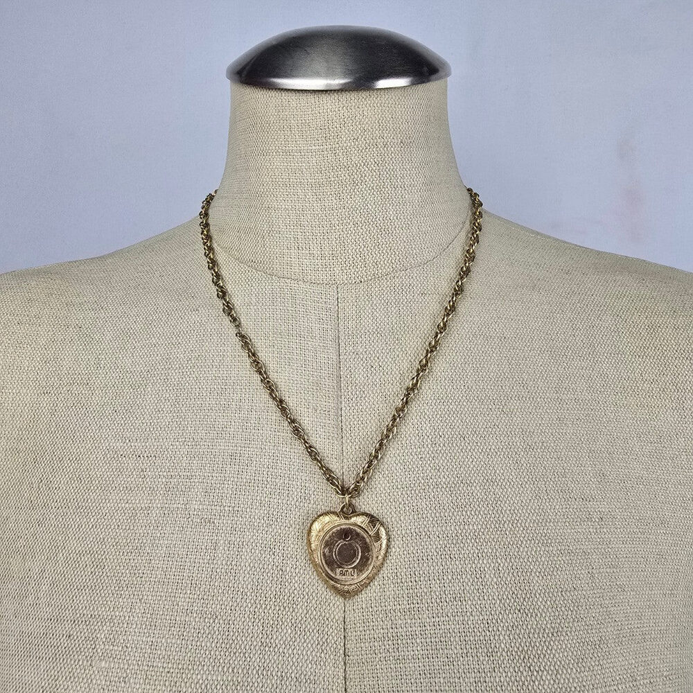 Vintage Gold Tone PTL Portrait Pendant Chain Necklace
